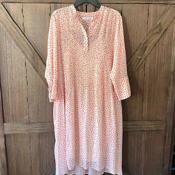 Samsoe Elm Shirt Dress in Pearl Drops Midi Pink Polka Dot Size Medium EUC - Picture 4 of 12